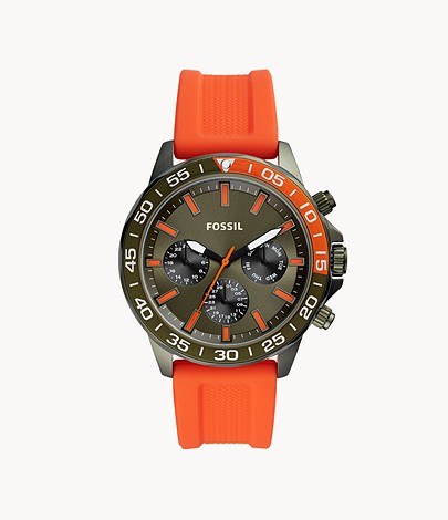 Fossil Bannon Multifunction Orange Silicone Watch - BQ2500